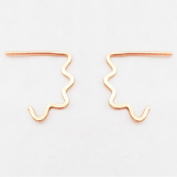 Cute Cloud Curly Stud Earrings in 925 Sterling Silver Gold & Rose Gold - Picture 3 of 5
